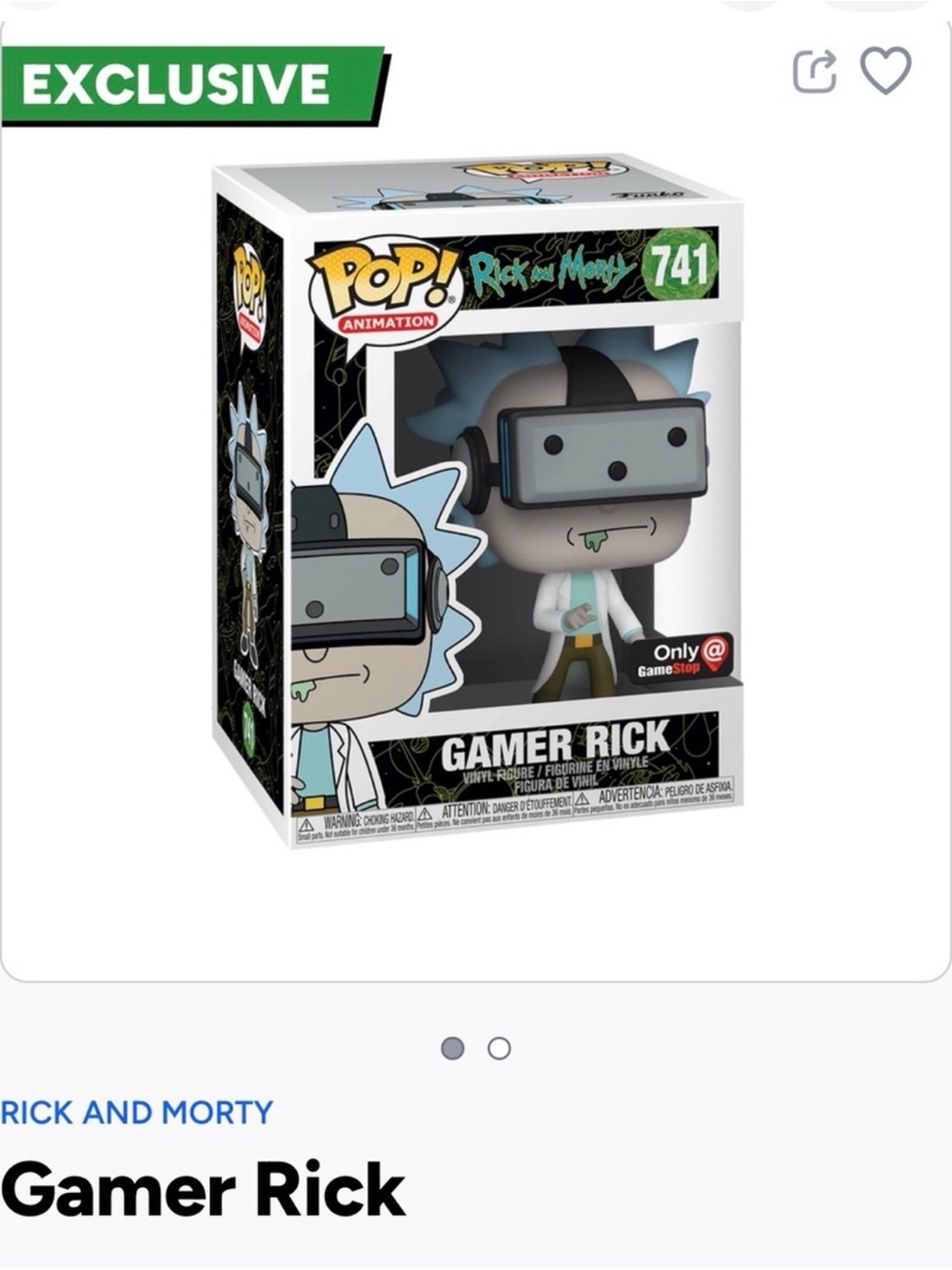 Funko Gamer Rick Pop! Vinyl - Blue, Gray, White- 741